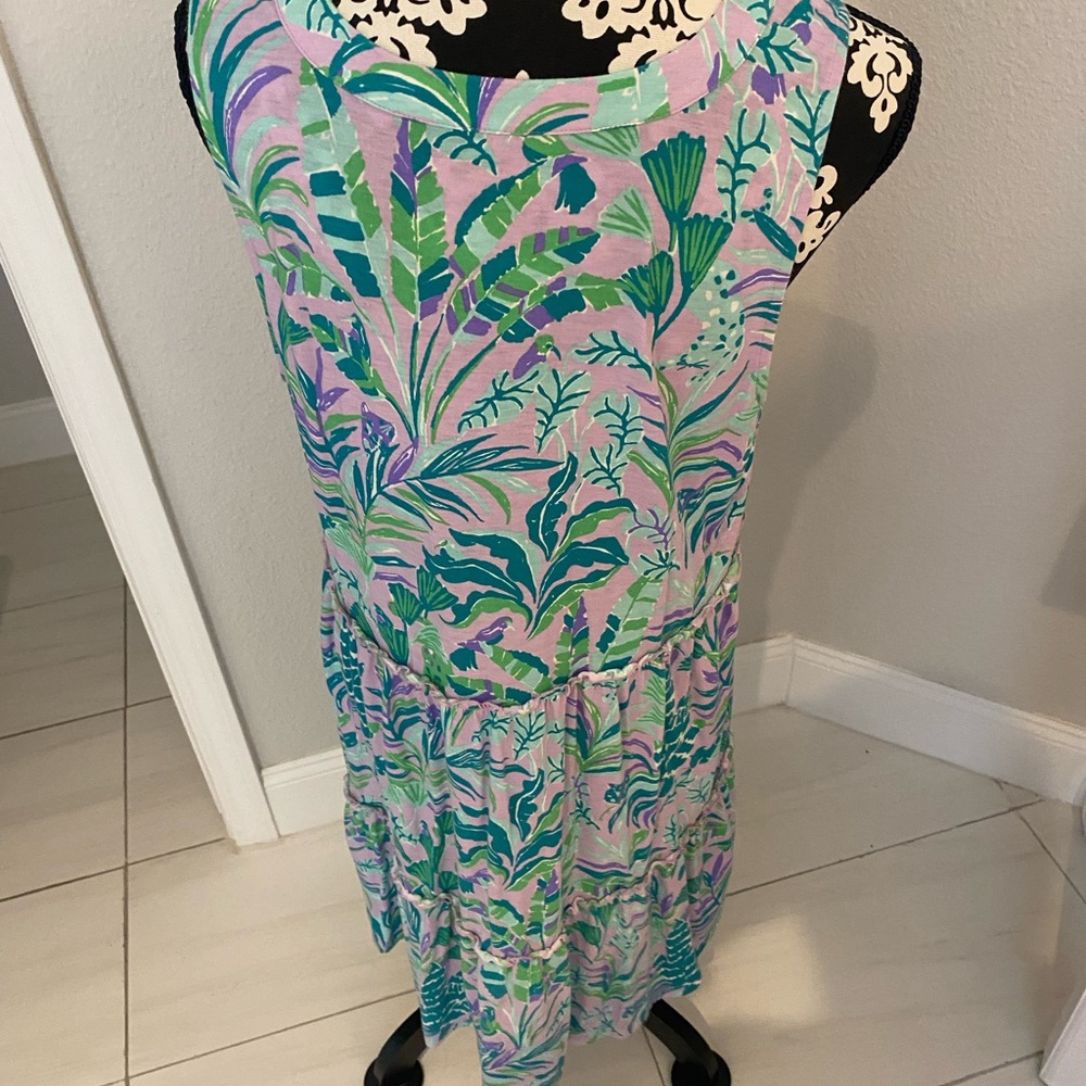 Lilly Pulitzer Tropical Print Midi Dress - Green and Purple - Picture 3 of 4